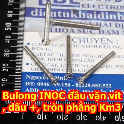 Bulong bu lông vít pake inox 201 GB819 KM3 đầu tròn phẳng vặn vít M3 dài 5mm ~ 30mm kde0428