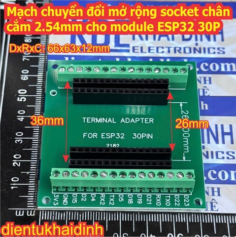 Mạch chuyển đổi mở rộng socket chân cắm 2.54mm cho module ESP32 30P 38P kde0859