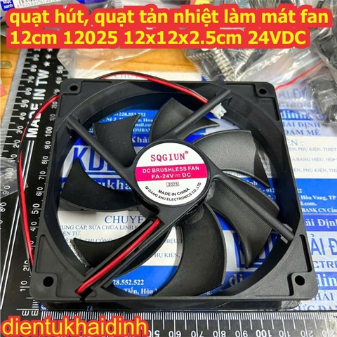 quạt hút, quạt tản nhiệt làm mát DC brushless fan 12025 12cm 12x12x2.5cm  12Vdc / 24Vdc kde4595