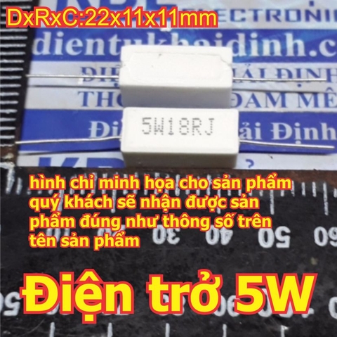 điện trở sứ xi măng trở công suất trắng 5W 1.2~100KR 1.2~100Kohm 1.2~100KΩ kde0050