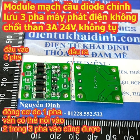Module mạch cầu diode chỉnh lưu 3 pha máy phát điện không chổi than 3A 24V kde0888