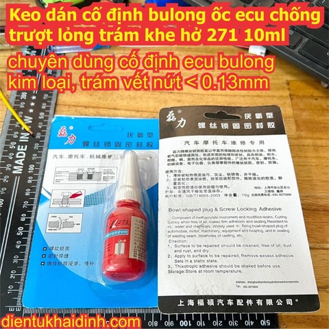 Keo dán cố định bulong ốc ecu chống trượt lỏng trám khe hở 271 10ml kde0894