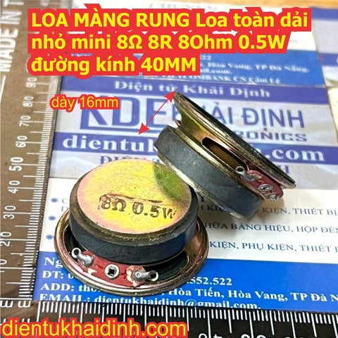 LOA MÀNG RUNG Loa toàn dải nhỏ mini 8Ω 8R 8Ohm 0.5W đường kính 40MM kde0907