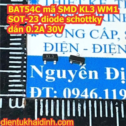 BAT54C mã KL3 L43 WM1 BAT54S mã KL4 BAT54A mã KL2 SOT-23 diode schottky dán 0.2A 30V kde0918