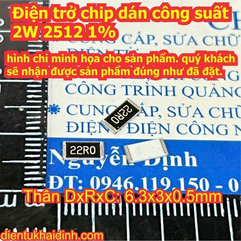Điện trở chip dán công suất 2W 2512 1% 15R0 15 Ohm /22R0 22 Ohm kde0941