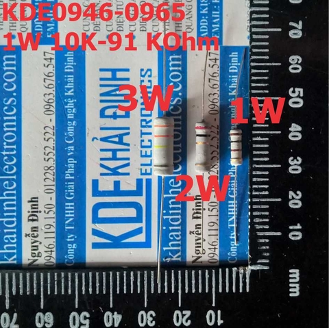 20 con Điện trở công suất 4 vạch màu sai số 5% 1W các loại 5.6K ~ 470K Ohm kde0868