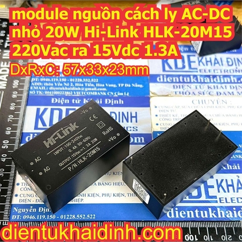 module nguồn cách ly AC-DC nhỏ 20W Hi-Link HLK-20M15 220Vac ra 15Vdc 1.3A kde0961