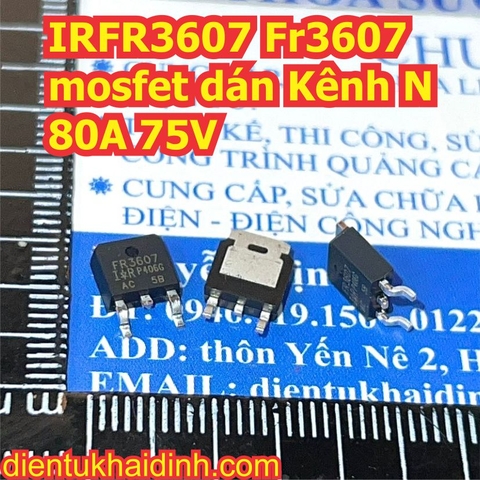 IRFR3607 FR3607 mosfet dán Kênh N 80A 75V kde0969