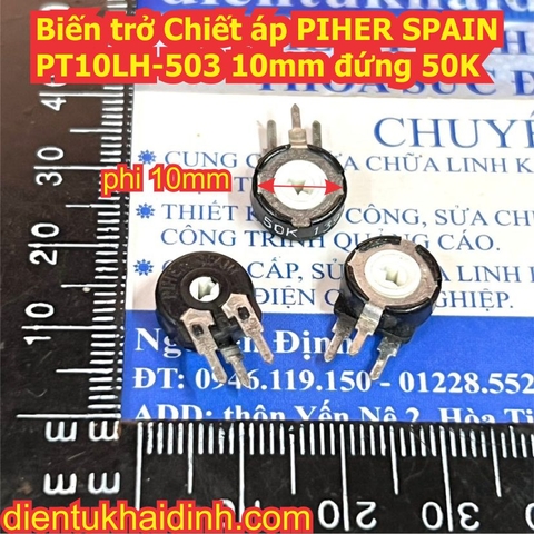 Biến trở, Chiết áp PIHER SPAIN PT10LH-503 10mm kiểu đứng PT10 50K kde0981