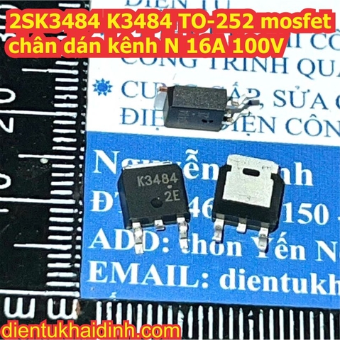 2SK3484 K3484 TO-252 mosfet chân dán kênh N 16A 100V kde1062