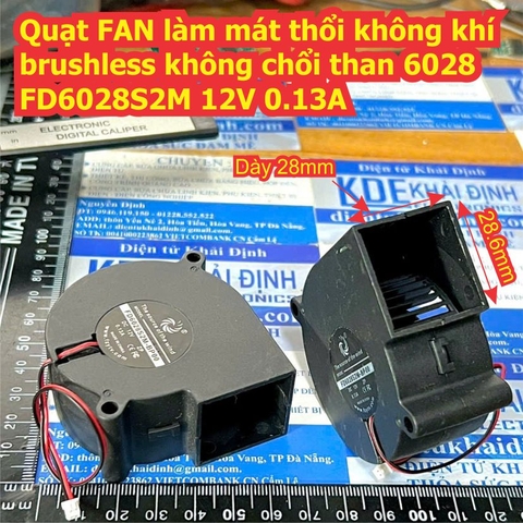 Quạt FAN làm mát thổi không khí brushless không chổi than 6028 FD6028S2M 12V 0.13A kde1124