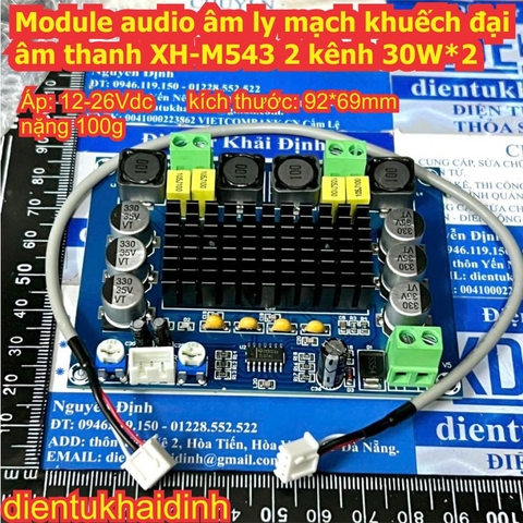Module audio âm ly mạch khuếch đại âm thanh XH-M543 2 kênh 30W*2 kde1173