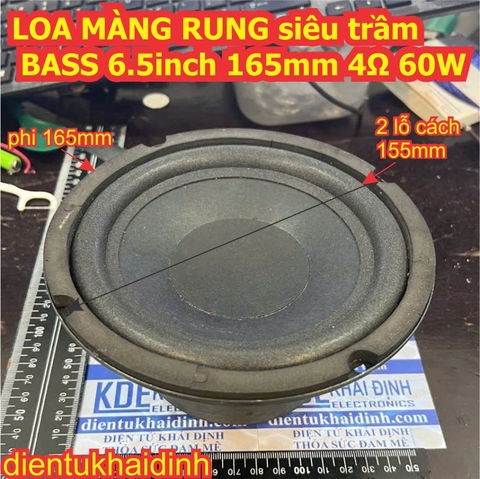 LOA MÀNG RUNG Loa siêu trầm BASS xe ô tô 6.5inch 165mm 4Ω 4R 4Ohm 60W kde1654