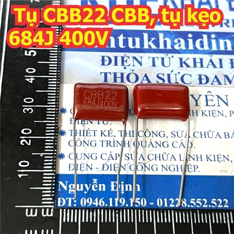 Tụ CBB22 CBB tụ kẹo nâu đỏ 684J 400V 684 0.68uF D=20mm KDE1750