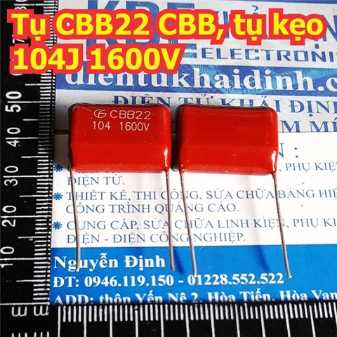 Tụ CBB22 CBB tụ kẹo nâu đỏ 104J 104 0.1uF 1600V KDE1758
