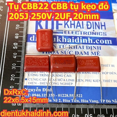 Tụ CBB22 CBB, tụ kẹo 205J 250V 2UF KDE1759