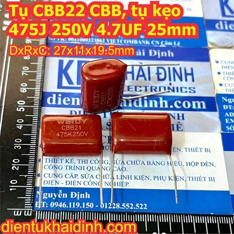 Tụ CBB22 CBB, tụ kẹo 475J 250V 4.7UF KDE1762