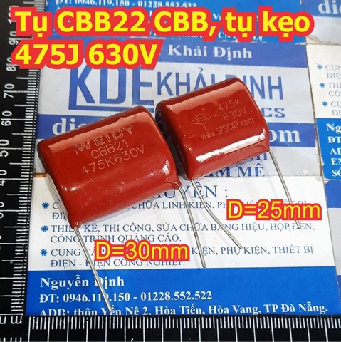 Tụ CBB22 CBB, tụ kẹo tụ nâu đỏ 475J 400V hoặc 630V kde1764