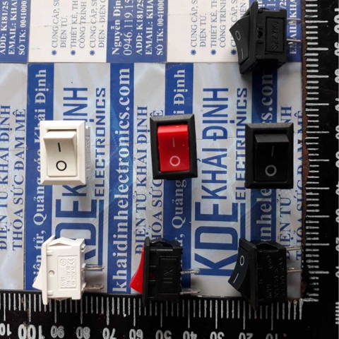 CÔNG TẮC BẬP BÊNH KCD1-101 2 CHÂN 2 TRẠNG THÁI 15*21MM đen/trắng/đỏ 6A250V kde1765
