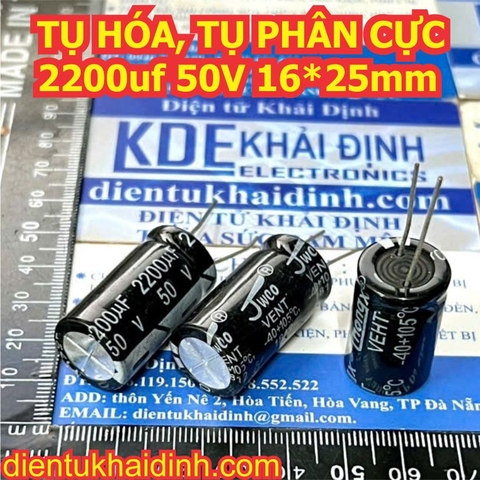 TỤ HÓA, TỤ PHÂN CỰC 2200uf 50V 16*30mm kde1820