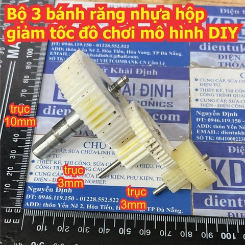 Bộ 3 bánh răng nhựa hộp giảm tốc đồ chơi mô hình DIY kde1849