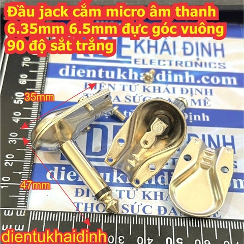 Đầu jack cắm micro âm thanh 6.35mm 6.5mm đực góc vuông 90 độ sắt trắng kde2009