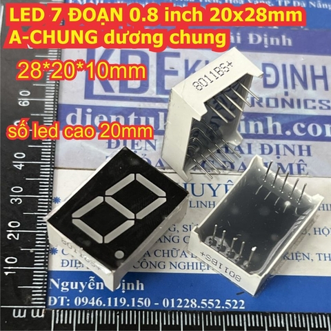 LED 7 ĐOẠN thanh 0.8 inch 8011BS 8201BS 20x28mm A-CHUNG dương chung đơn đôi kde2093