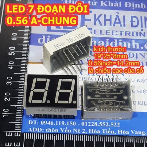 LED 7 đoạn thanh ĐÔI 0.56 25x19x8mm A-CHUNG dương chung màu đỏ kde2094