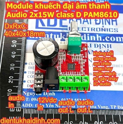 Module khuếch đại âm thanh Audio 2x15W class D PAM8610 kde2164