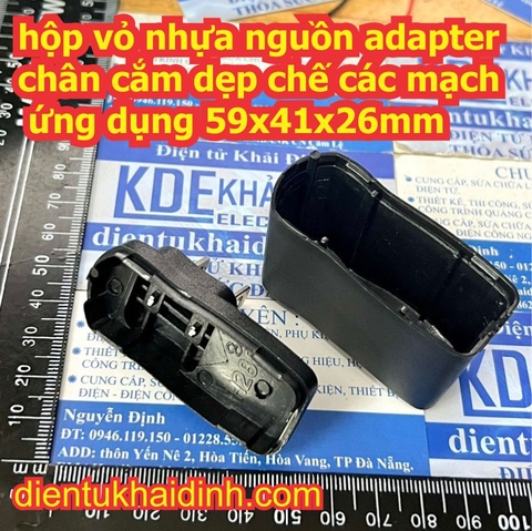 hộp vỏ nhựa nguồn adapter chân cắm dẹp chế các mạch ứng dụng 59x41x26mm kde2211