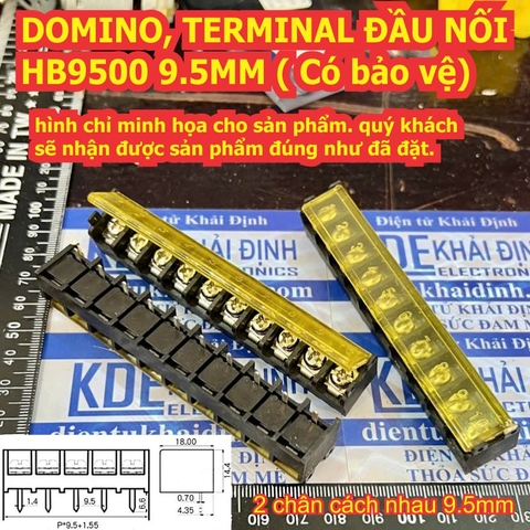 DOMINO, TERMINAL ĐẦU NỐI HB9500 9.5MM ( Có bảo vệ) 2/3/4/5/6/7/8/9/10P kde2229
