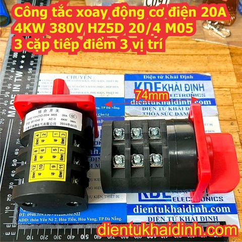 Công tắc xoay tủ điện động cơ điện 20A 4KW HZ5D 20/4 M05 3 cặp tiếp điểm 3 vị trí kde2250