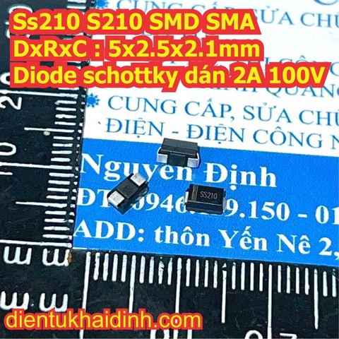 SS210 S210 SMD SMA 5x2.5x2.1mm SMB 5.2x3.5x2.3mm Diode schottky dán 2A 100V kde2451