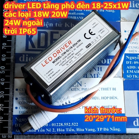 driver LED tăng phô đèn 18-25x1W các loại 18W 20W 24W ngoài trời IP65 kde2516