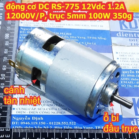Động cơ DC 775 RS-775 12Vdc 1.2A 12000V/P, trục 5mm 100W kde2534