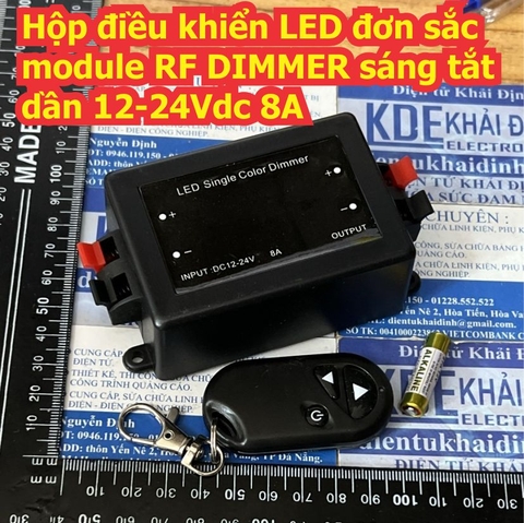 Hộp điều khiển LED đơn sắc module RF DIMMER sáng tắt dần 12-24Vdc 8A kde2657