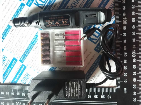 máy khoan, máy mài nhỏ 220Vac 18000V/P + hộp 6 mũi mài kde2703