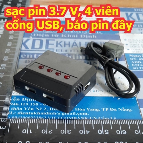 sạc pin 3.7 V, 4 viên cổng USB, báo pin đầy kde2951