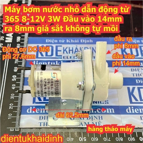 Máy bơm nước nóng ấm siêu tốc máy pha trà dẫn động từ 365 24V 8-12V 3W Đầu vào 14mm ra 8mm tháo máy kde3074