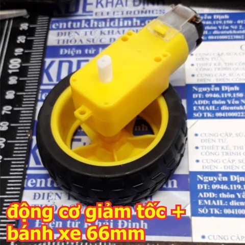 Động cơ giảm tốc + bánh xe 66mm vàng, dùng chế xe mô hình kde3133
