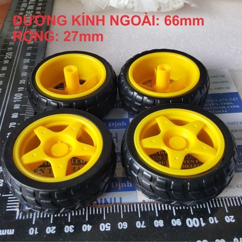 Bánh xe robot mô hình 66mm màu vàng 40g kde3192