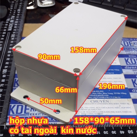 hộp nhựa 158*85*65mm, có tai ngoài kín nước kde3197