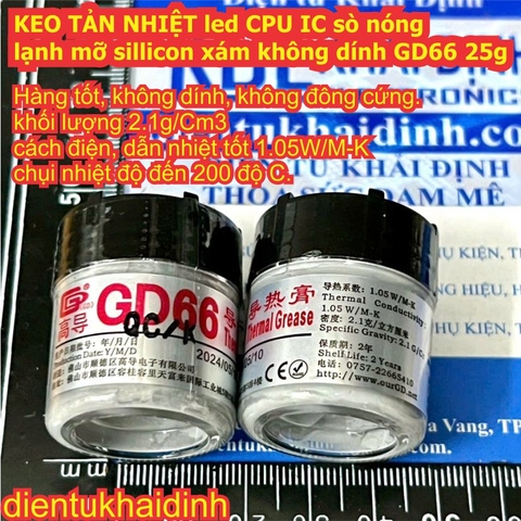 KEO TẢN NHIỆT đèn led CPU IC sò nóng lạnh mỡ sillicon không dính màu xám GD66 25g kde3257