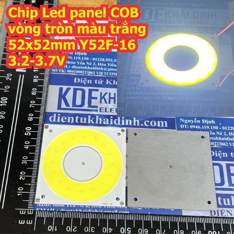 Chip Led panel COB vòng tròn màu trắng 52x52mm Y52F-16 3.2-3.7V kde3417