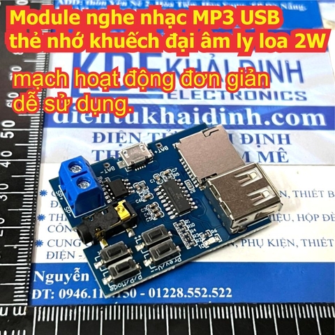 Module nghe nhạc MP3 USB thẻ nhớ khuếch đại âm ly loa 2W kde3426