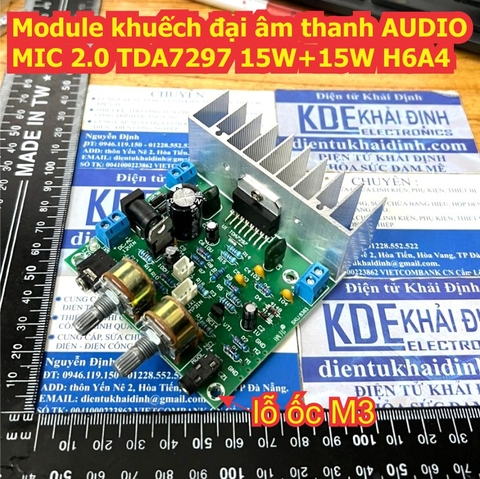 Module khuếch đại âm thanh âm ly amly AUDIO 2.0 có MIC TDA7297 15W+15W H6A4 kde3940