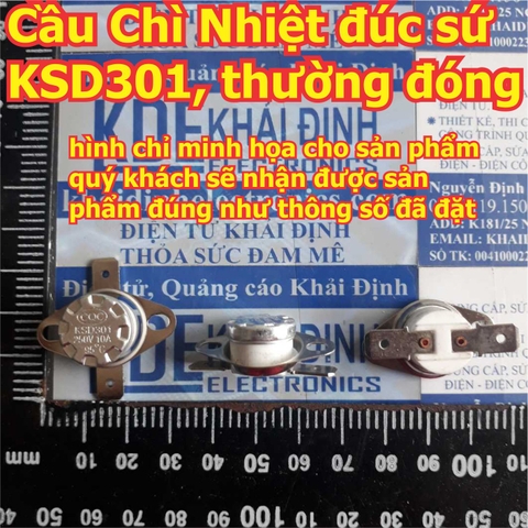 Cầu Chì Nhiệt 250VAC 10A KSD301 ĐÚC sứ, thường đóng kde3941