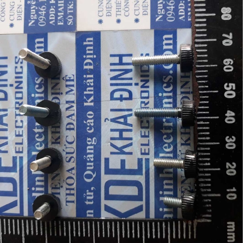 BULONG bu lông CHỐT VẶN TAY ĐẦU NHỰA tròn đen phi 10mm bulong M4 phi 4mm dài 8MM ~ 30MM kde3972