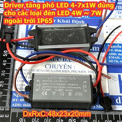 Driver LED, tăng phô LED 4-7x1W dùng cho các loại đèn LED 4W ~ 7W, ngoài trời IP65 kde4047