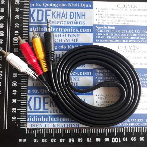 Dây CÁP ÂM THANH 1 đầu JACK 3.5mm, ra 3 đầu AV-33A, DÀI 1.5M kde4183